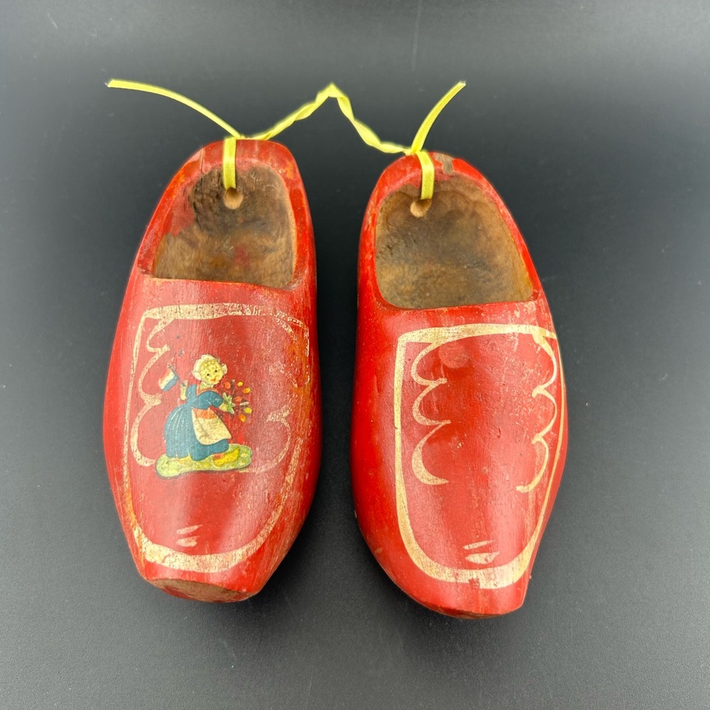 Vintage Dutch Wooden Clog Lot Hand Painted Souvenir Miniature Sabots,Home Decor - Picture 5 of 12